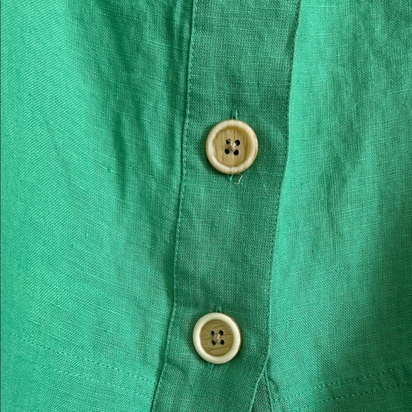 J. Crew 2X 100% Linen Square Neck Puffy Sleeves Kelly Green Blouse lightweight - Picture 9 of 16